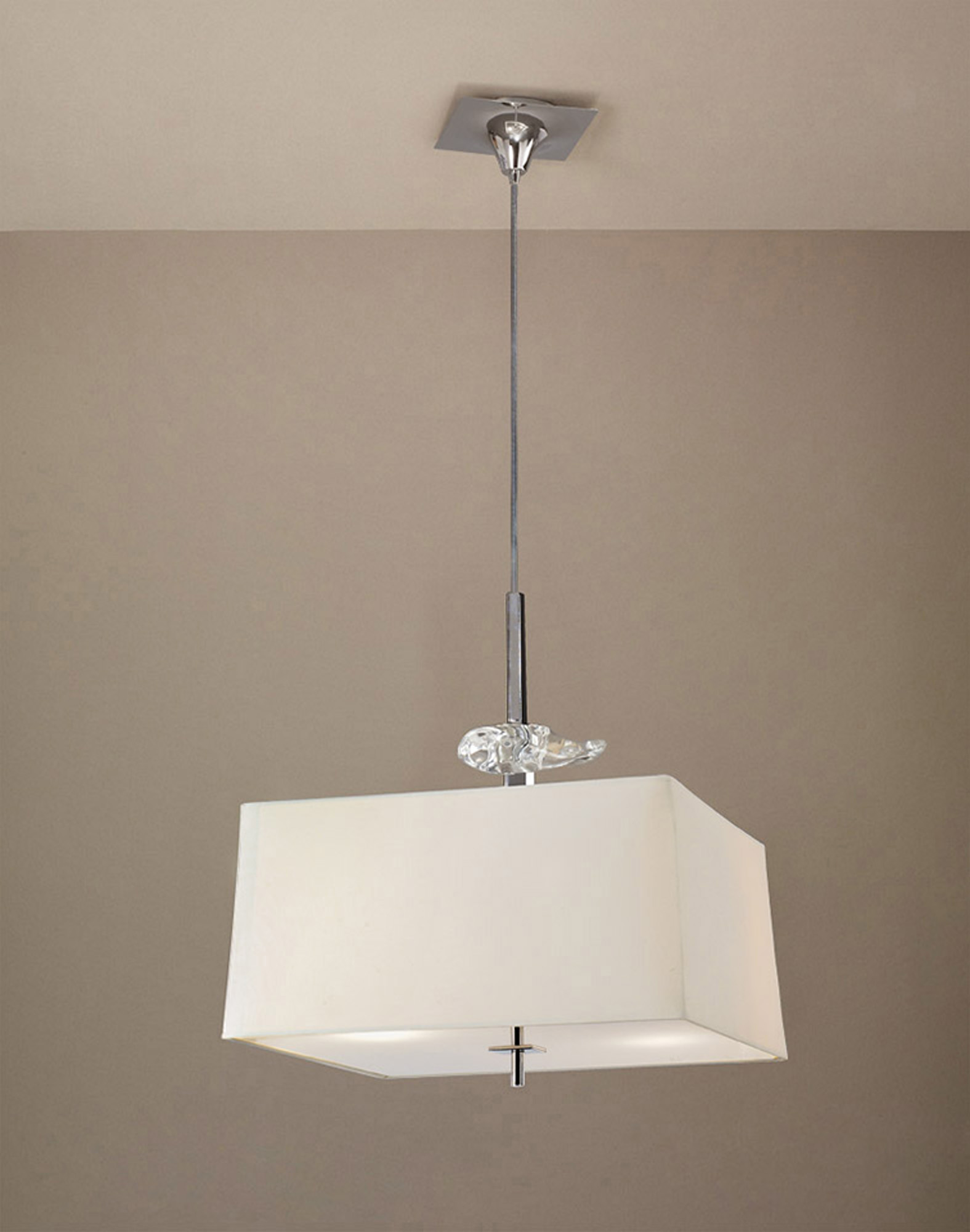 Akira Polished Chrome-Cream Ceiling Lights Mantra Single Pendant